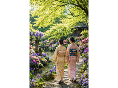 新潟の日本庭園28か所を、着物で。「着物で巡る 春のにいがた庭園街道」5月開催