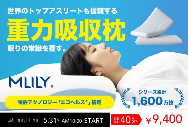 machi-yaにて応援金額2000%突破！エムリリー初の枕”エコヘルスピロー”が大好評！