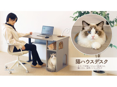 猫といっしょにPC作業できる「猫ハウスデスク」発売。"おひざアクセスゲート"など、4つの【にゃんギミック...