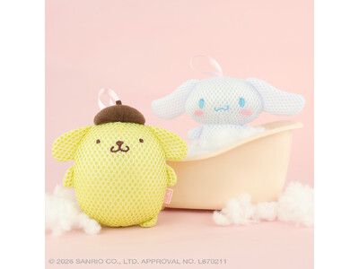 お風呂で遊べるバスぐるみシリーズに、サンリオキャラクターズ「ポムポムプリン」と「シナモロール」が新登場