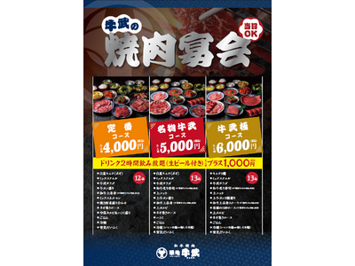 「和牛焼肉 築地牛武練馬店」4月28日（火）宴会コース刷新！最高峰の和牛　薩摩牛「4％の奇跡」を中心に築地牛武の贅を詰め込んだ充実のラインナップをご堪能ください！