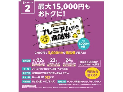 皆様のおかげで、リンクス梅田は開業5周年！感謝を込めた5大イベントで５恩をお返しする５周年祭「５ing My Way！」を、本日11月9日（土）から開催！