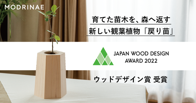 育てた苗木を、森へかえす。新しい観葉植物「戻り苗」がウッドデザイン賞2022を受賞しました