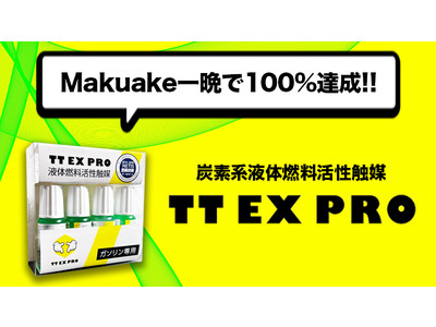 【Makuake一晩で100%達成!!】自動車の燃費を改善し、CO2削減に寄与するTT EX PROがMakuakeで先行販売中