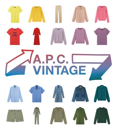＜A.P.C.＞「A.P.C.VINTAGEプロジェクト」vol.4 　お客様より回収したA.P.C.アイテムを湘南店にて期間限定で再販売。A.P.C.ウェアの回収は一部店舗で8/31まで実施中。