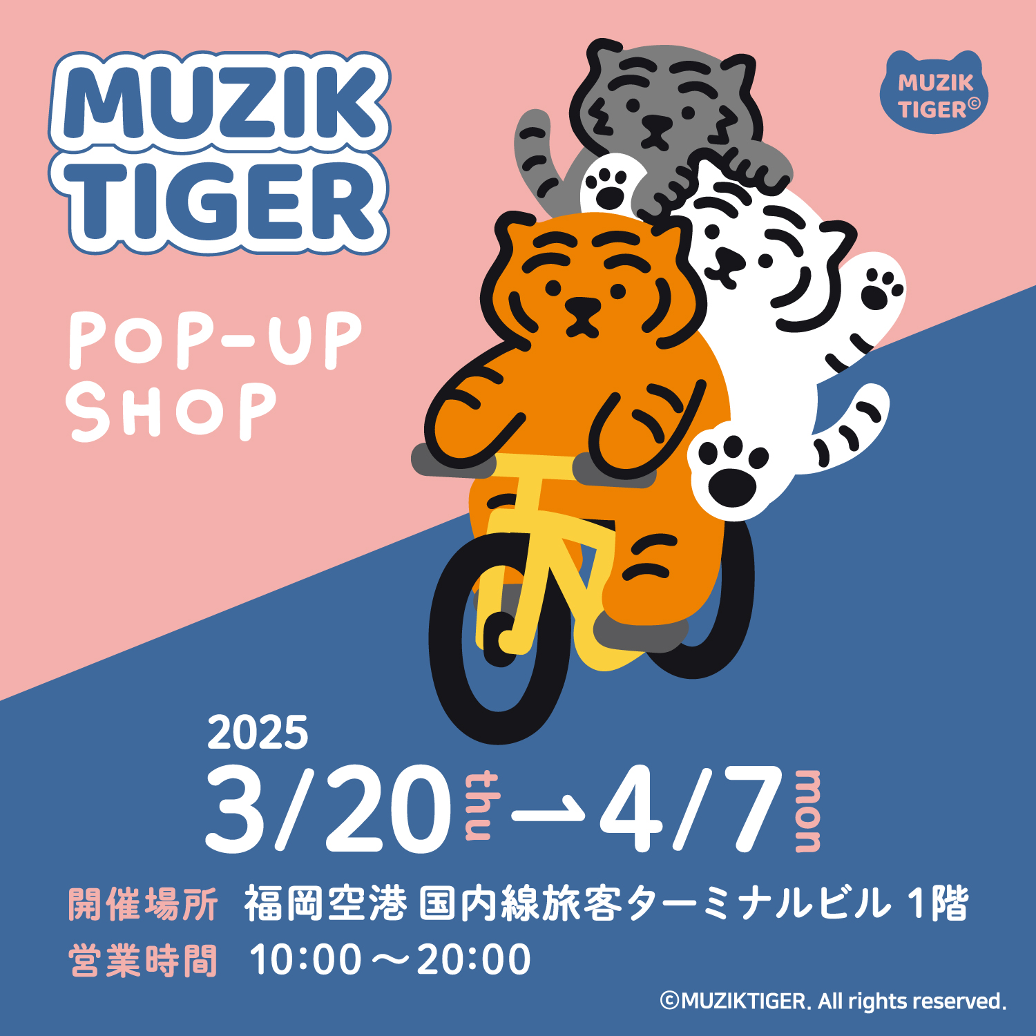 「MUZIK TIGER POP-UP SHOP」が3月20日(木)より福岡空港内に新オープンする「キャラコレ」にてスタート！