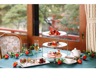 【奈良ホテル】苺好きにはたまらない！国産苺食べ放題 &奈良県産苺を含めた 3種食べ比べ付き　セイボリーにもすべて苺を使用した苺尽くしのアフタヌーンティー「いちごアフタヌーンティー」の発売について