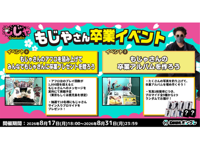 DMMオンクレ公式アンバサダー「もっかいちゃんねる」の「もじゃさん」に卒業プレゼントを送る特別イベントを開催！