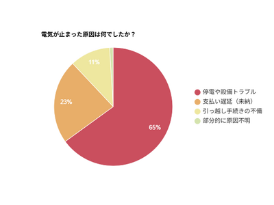 【アンケート調査】電気が止まった原因は停電についで「未納・手続きミス」が34％！
