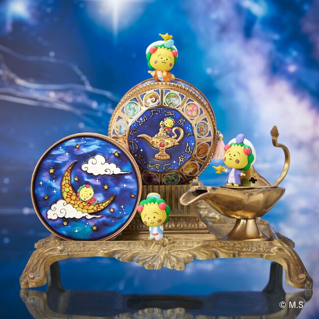 星空とランプを持つコジコジを、宝石のようなガラス絵で描いた