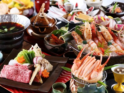 兵庫・湯村温泉「湧泉の宿ゆあむ」、秋の味覚＜香住ガニ1.0杯・松茸・但馬牛・地えびたべくらべ＞が堪能でき...