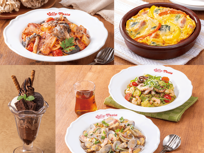 【ジョリーパスタ】ジョリーパスタの秋冬グランドメニュー 具沢山なトマトクリームパスタや、世界最小パスタを使用した前菜、チョコレートづくしのドルチェなどこだわりの商品が多数登場！