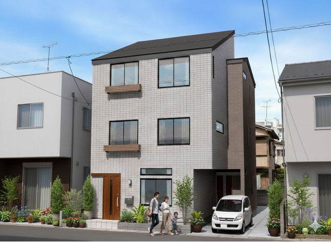 東京ゼロエミ住宅対象：敷地約23坪に建つ木造3階建て・完全分離型二世帯住宅 完成見学会を開催