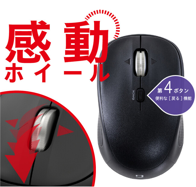 【感動ホイールマウスシリーズ】左右対称4ボタンタイプを新発売