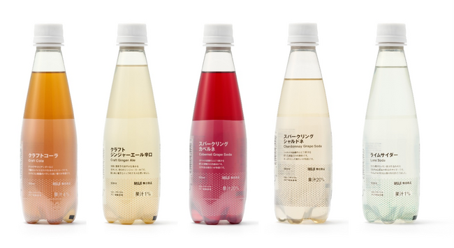 無印良品 夏にぴったりな清涼感ある炭酸飲料5種を新発売