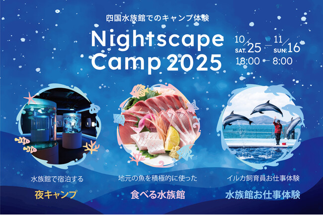 四国水族館でのキャンプ体験！夜の水族館『Nightscape Camp2025』を開催
