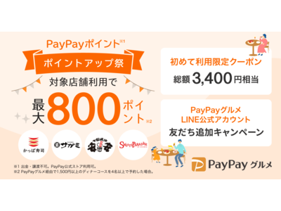 PayPayグルメ、「かっぱ寿司」や「サガミ」など有名チェーン店10ブランドと連携したお得なキャンペーンを開催