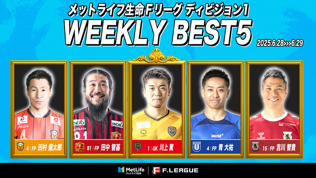 川上翼（ボルクバレット北九州）が週間MVPに！第5節｜2025年6月28日～6月29日 週間ベスト5【メットライフ生命Ｆリーグ2025-26 ディビジョン1】