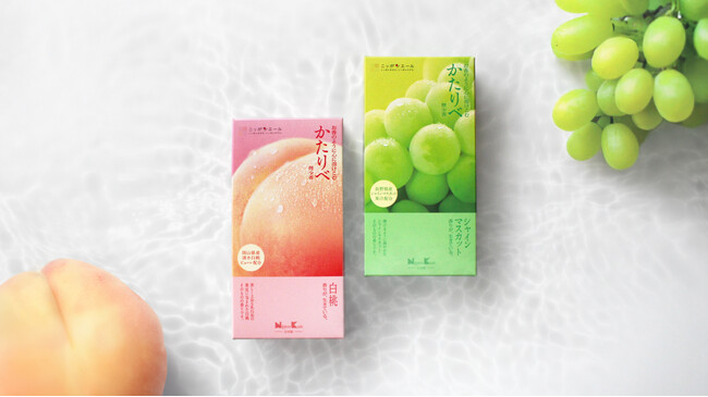 3/5、日本香堂の「かたりべ」シリーズから「シャインマスカット」と「白桃」が新発売！国産りんごの搾汁残さをアップサイクルした「りんごパミスぐるりこ」を使用