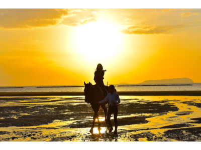 【日本の夕陽百選】海沿いでの乗馬が楽しめるグランピング！ 6月1日に四国・香川にオープンの『GLAMPREMIER Setouchi（グランプレミア瀬戸内）』