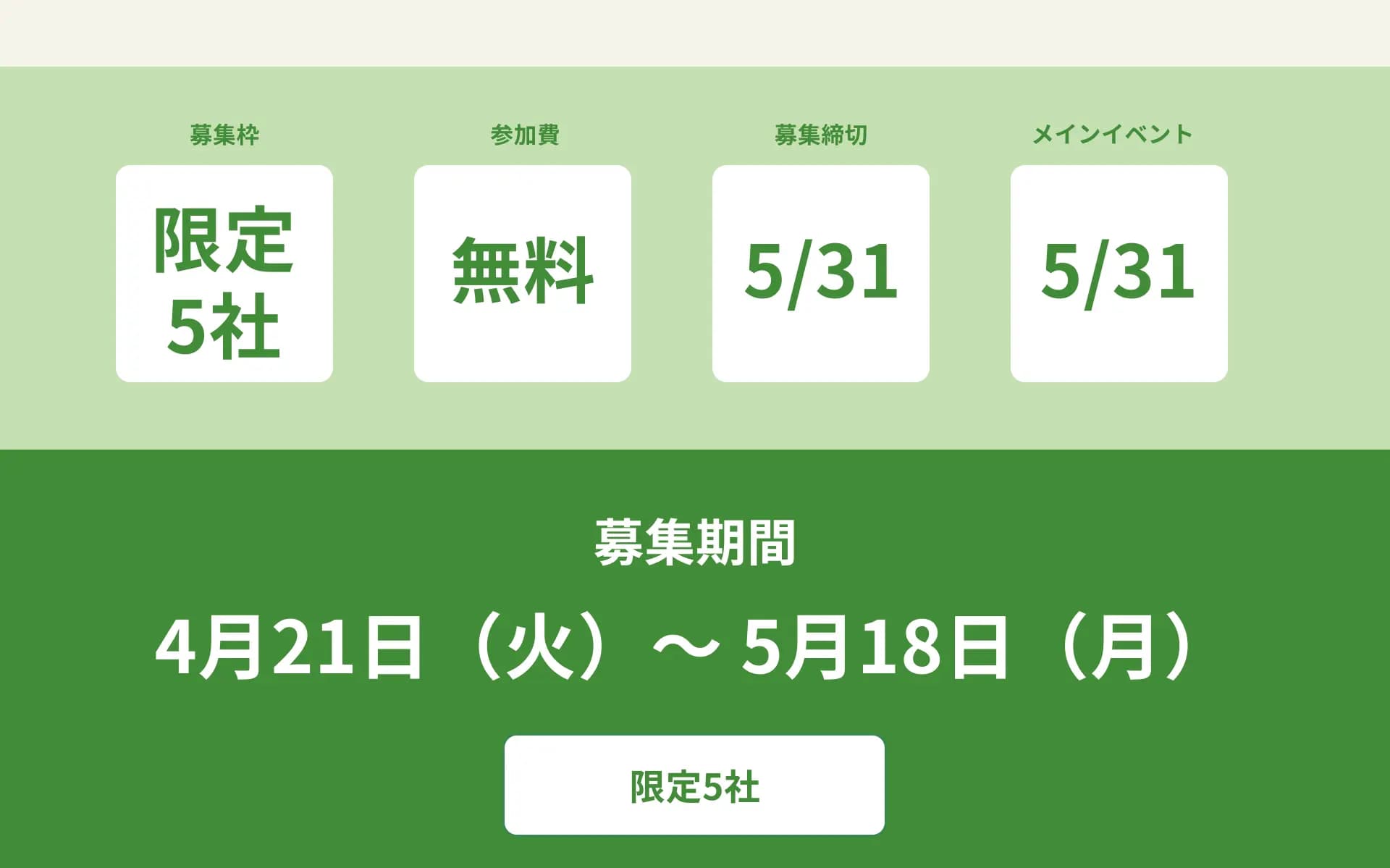 募集期間：4月21日（火）〜 5月18日（月）